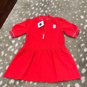 Janie and Jack Girl Candy Red B Mine Zip Dress. Size 3 NWT
